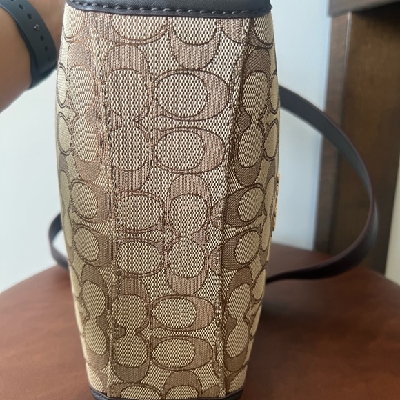 Coach Brown Signature Jacquard & Leather Crossbody Dufflette Shoulder Bag - Picture 9 of 11